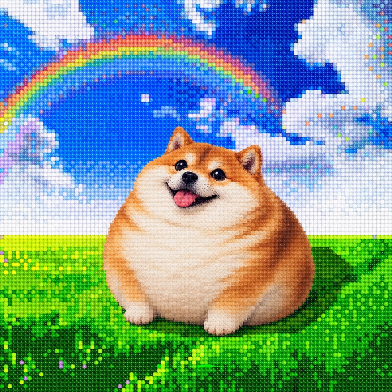 Shibu in a colorful pixel world